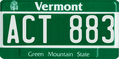 VT license plate ACT883