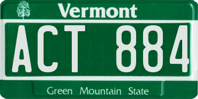 VT license plate ACT884