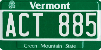 VT license plate ACT885
