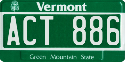 VT license plate ACT886
