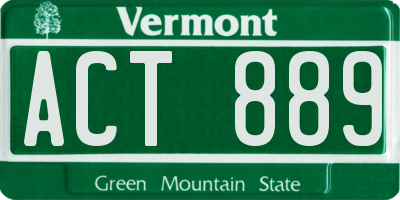 VT license plate ACT889