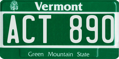 VT license plate ACT890