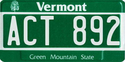 VT license plate ACT892