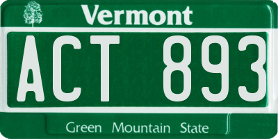 VT license plate ACT893