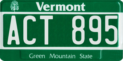 VT license plate ACT895