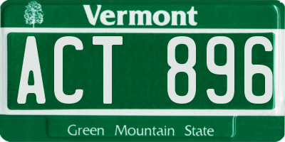 VT license plate ACT896