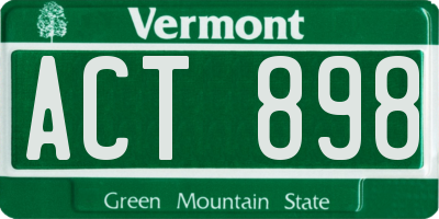 VT license plate ACT898