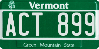 VT license plate ACT899