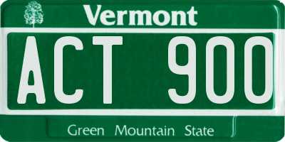 VT license plate ACT900