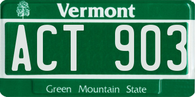 VT license plate ACT903