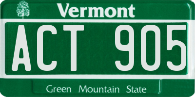 VT license plate ACT905