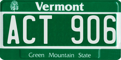 VT license plate ACT906