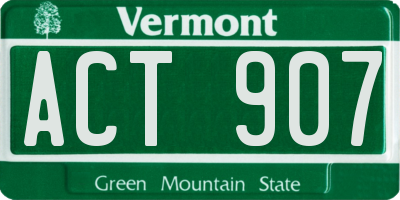 VT license plate ACT907