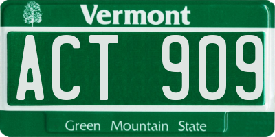 VT license plate ACT909