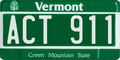 VT license plate ACT911