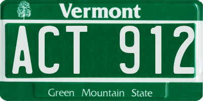 VT license plate ACT912