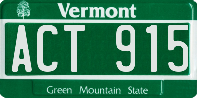 VT license plate ACT915