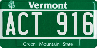 VT license plate ACT916