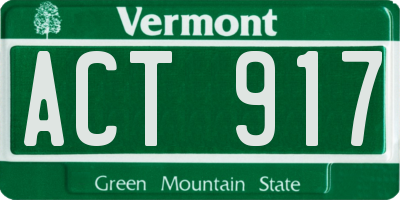 VT license plate ACT917
