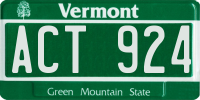 VT license plate ACT924