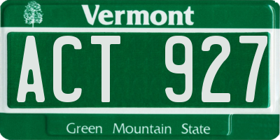 VT license plate ACT927