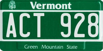 VT license plate ACT928