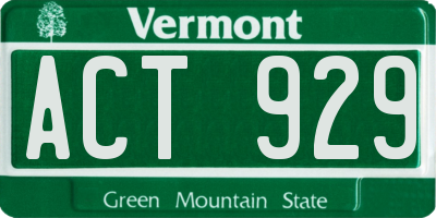 VT license plate ACT929