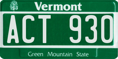 VT license plate ACT930