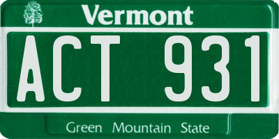 VT license plate ACT931