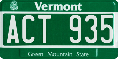 VT license plate ACT935