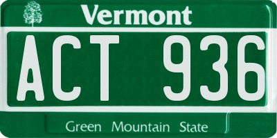 VT license plate ACT936