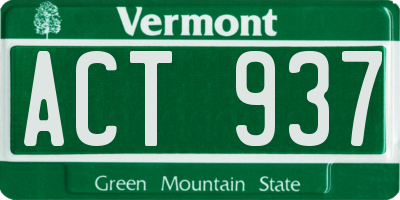 VT license plate ACT937