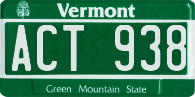 VT license plate ACT938