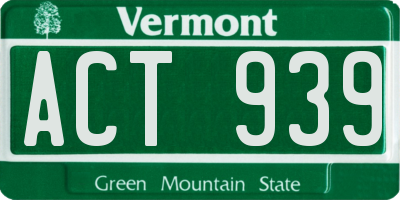 VT license plate ACT939