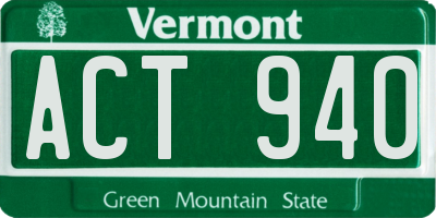 VT license plate ACT940