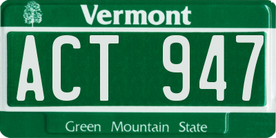 VT license plate ACT947