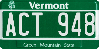 VT license plate ACT948