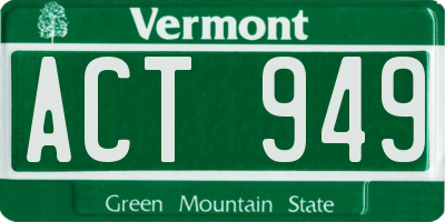 VT license plate ACT949