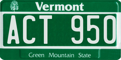 VT license plate ACT950