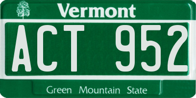 VT license plate ACT952
