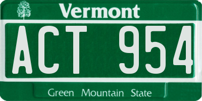 VT license plate ACT954