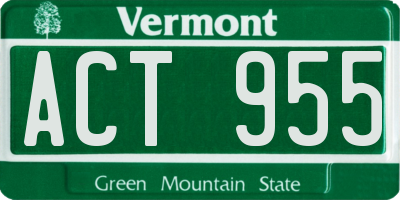 VT license plate ACT955
