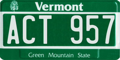 VT license plate ACT957