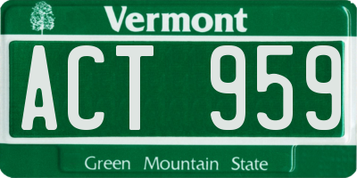 VT license plate ACT959