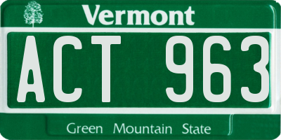 VT license plate ACT963