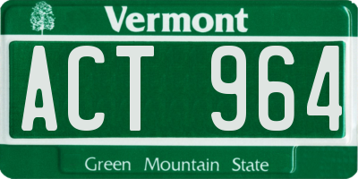 VT license plate ACT964