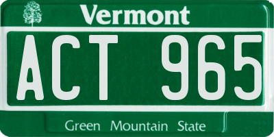VT license plate ACT965