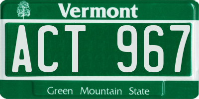 VT license plate ACT967