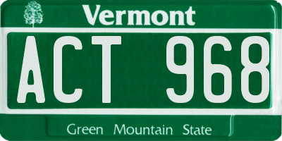VT license plate ACT968