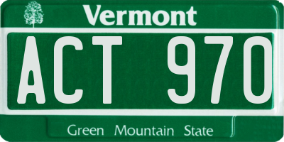 VT license plate ACT970